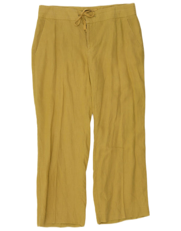 Zara Γυναικείο Φαρδύ Παντελόνι Casual XL W32 L30 Κίτρινο λινό