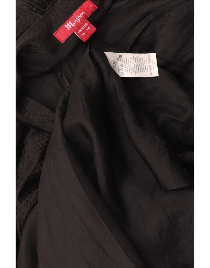 Monsoon Γυναικείο Maxi Halter Φόρεμα UK 16 Large Black Silk