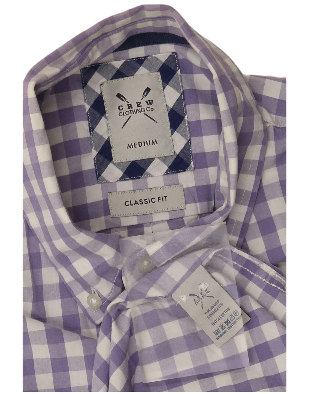 Crew Clothing Ανδρικό πουκάμισο Classic Fit Medium Purple Βαμβακερό Gingham