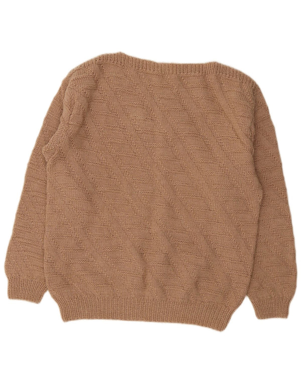 Vintage γυναικείο πουλόβερ με λαιμόκοψη UK 14 Large Brown