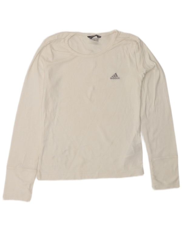 Γυναικείο τοπ ADIDAS Μακρυμάνικο UK 10 Small White Βαμβακερό