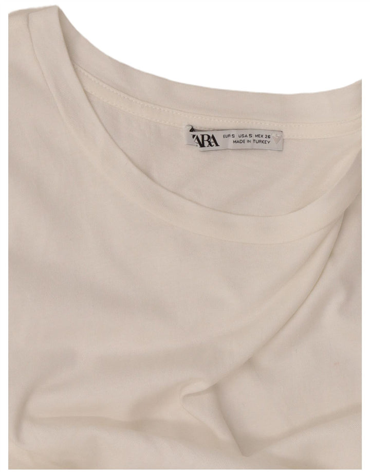 Zara Γυναικεία Μπλούζα Crop Top UK 10 Small White