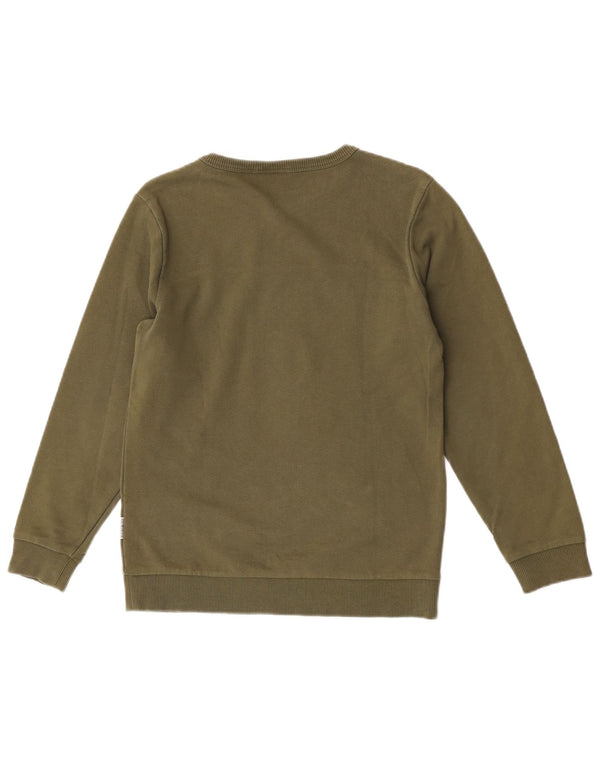 Napapijri Boys Geographic Sweatshirt Jumper 11-12 Years Khaki Colourblock