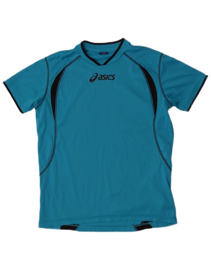 Ανδρικό γραφικό μπλουζάκι Asics Top Medium Blue Colorblock Πολυεστέρας