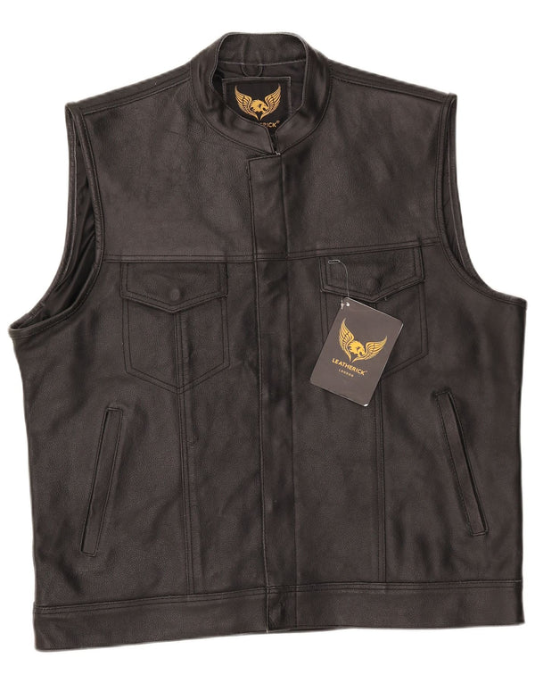Leatherick Ανδρικό Δερμάτινο Gilet UK 44 2XL Μαύρο Δερμάτινο