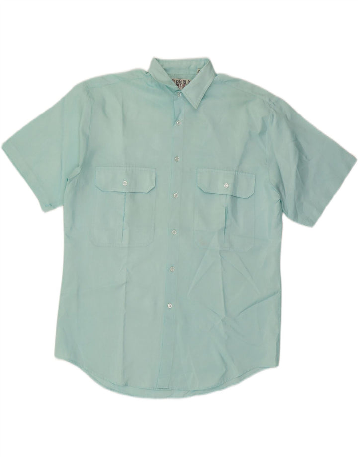 MIRAGE Mens Shirt Size 39/40 Medium Turquoise Polyester Vintage Mirage and Second-Hand Mirage from Messina Hembry 