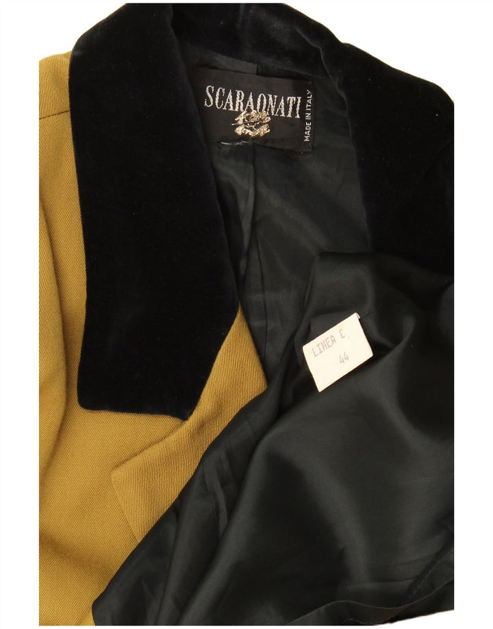 Vintage γυναικείο παλτό με διπλό στήθος IT 44 Medium Khaki Colourblock μαλλί