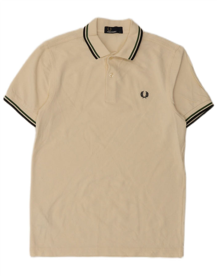 Fred Perry Ανδρικό πουκάμισο πόλο, μικρό λευκό βαμβακερό