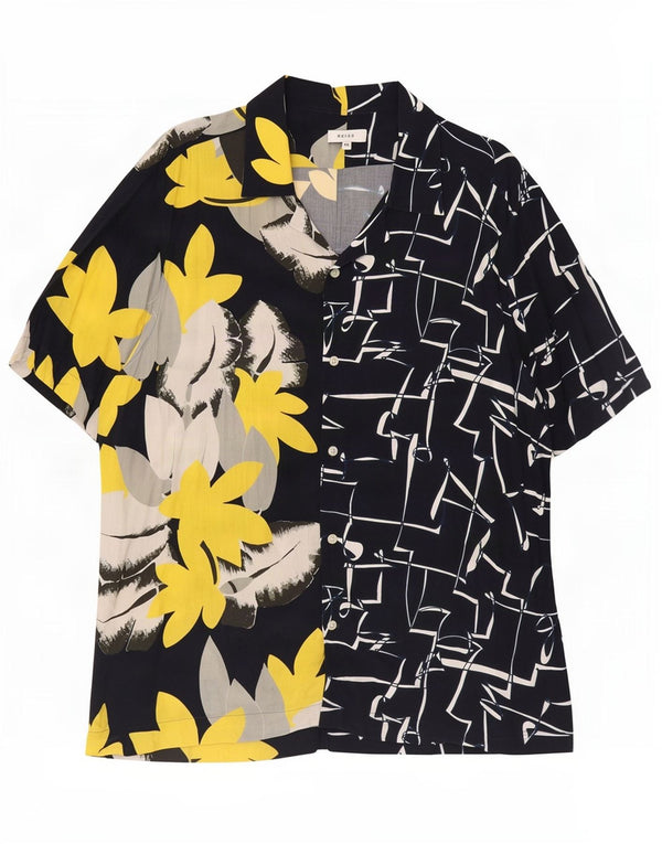 Ανδρικό κοντομάνικο πουκάμισο Reiss 2XL Navy Blue Floral Viscose