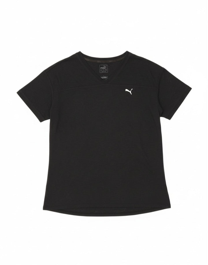 PUMA Womens T-Shirt Top UK 14 arge Black Polyester