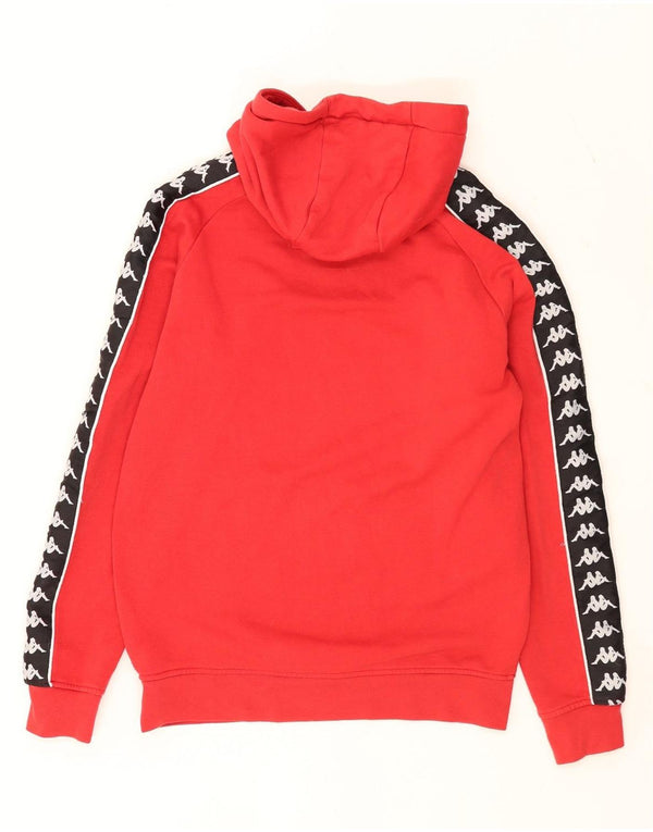 Kappa Mens Graphic Hoodie Jumper Large Red Colourblock Cotton