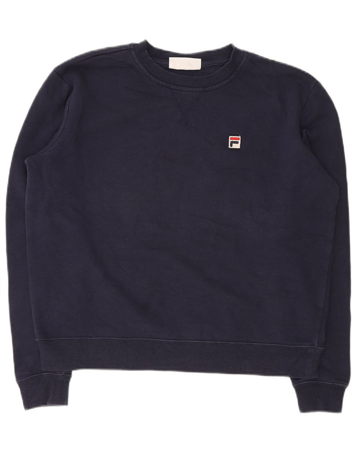 FILA Womens Oversized Sweatshirt Jumper UK 16 Large Navy Blue Cotton