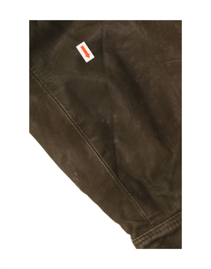 Vintage Ανδρικό Δερμάτινο Μπουφάν IT 52 XL Δερμάτινο Χακί