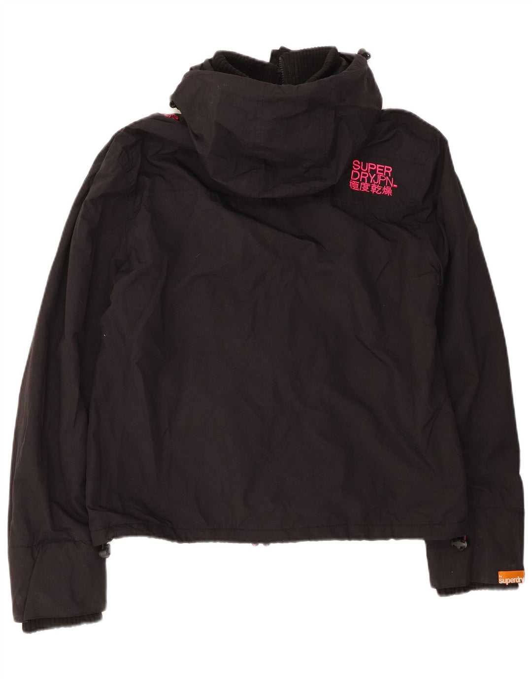 Superdry γυναικείο μπουφάν με κουκούλα αντιανεμικό UK 18 XL μαύρο νάιλον