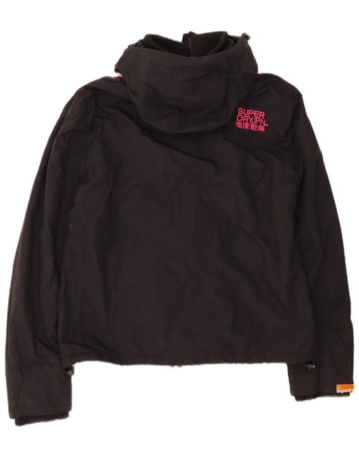 Superdry γυναικείο μπουφάν με κουκούλα αντιανεμικό UK 18 XL μαύρο νάιλον