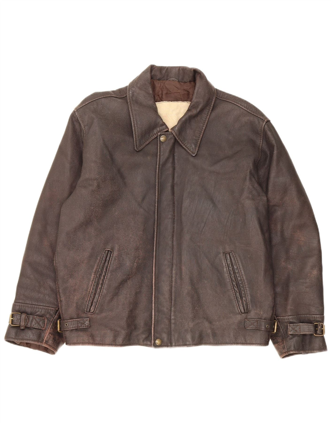 Vintage Ανδρικό Δερμάτινο Μπουφάν UK 40 Large Brown Δερμάτινο