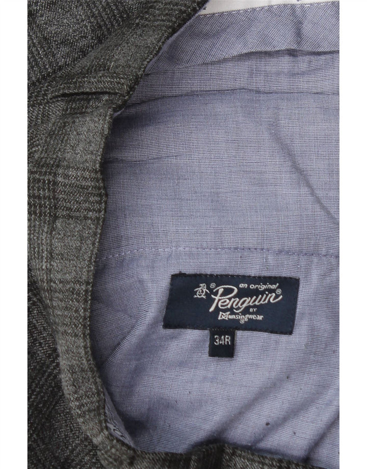 Ανδρικό ίσιο παντελόνι Penguin W34 L30 Grey Check Polyester