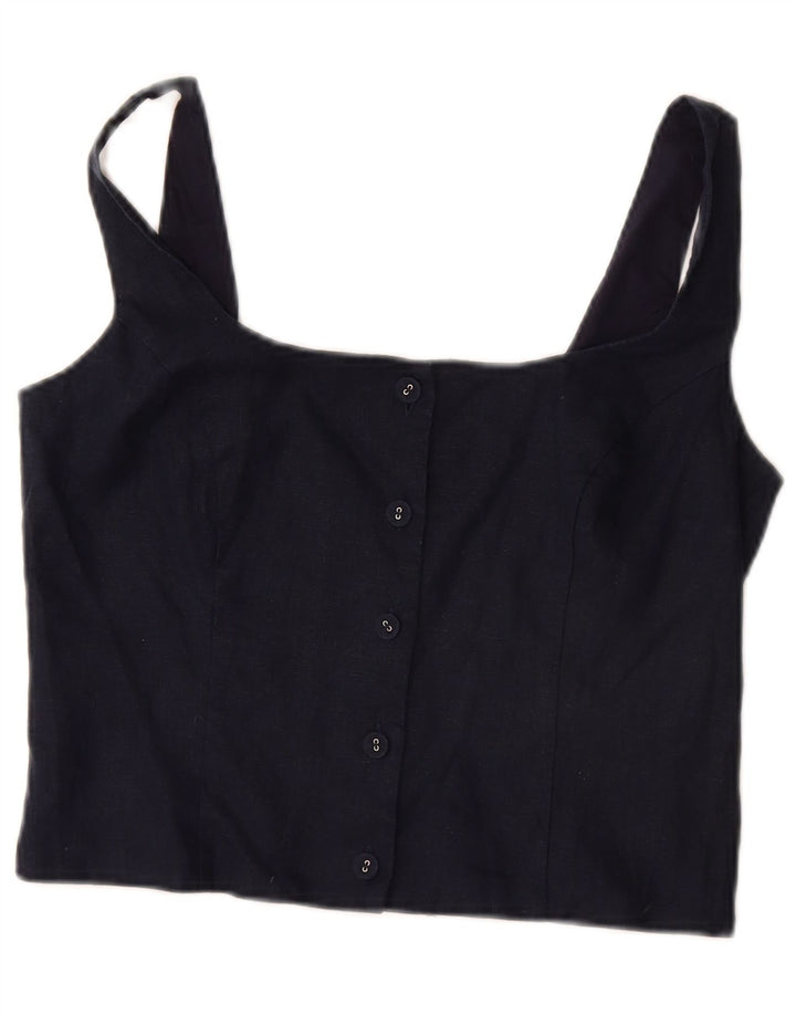Boden Γυναικείο Crop Top UK 12 Medium Navy Blue Λευκά είδη