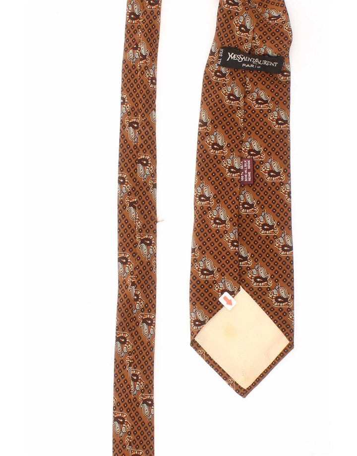 Yves Saint Laurent Ανδρική γραβάτα One Size Καφέ γεωμετρική μεταξωτή Classic