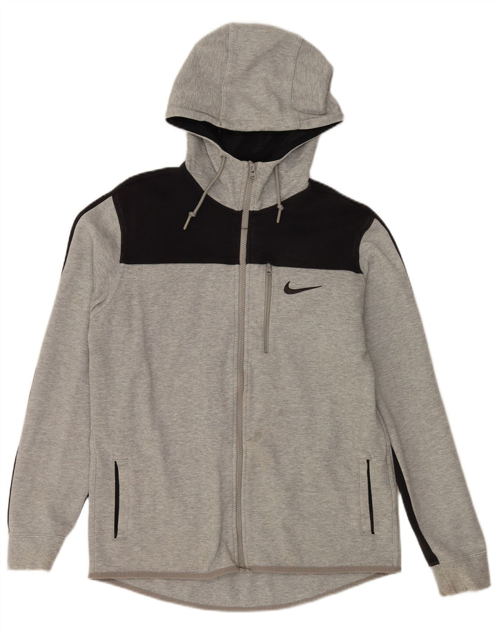 Ανδρικό πουλόβερ Nike με φερμουάρ με κουκούλα σε μεσαίο γκρι βαμβακερό χρώμα