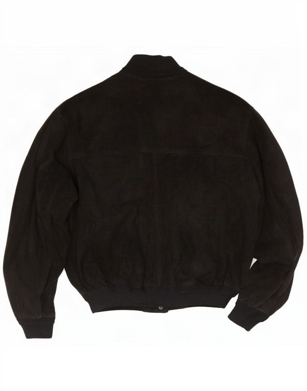 Vintage Ανδρικό Suede Bomber Jacket UK 36 Small μαύρο δέρμα