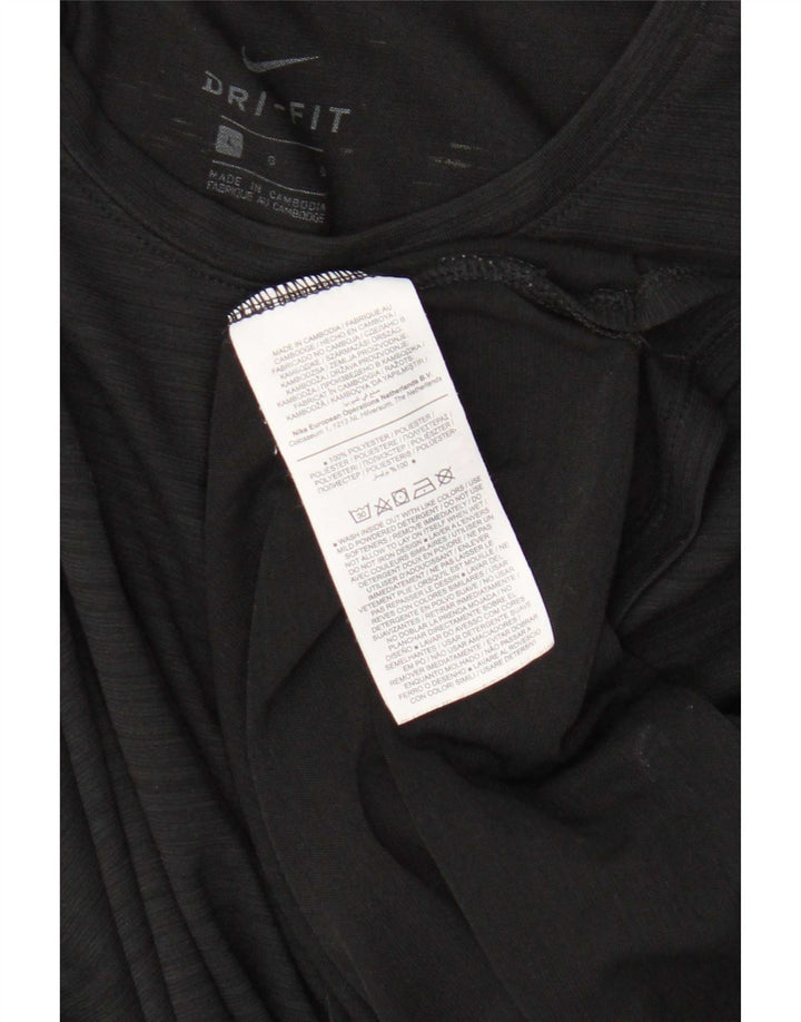 Nike γυναικείο Dri Fit Top μακρυμάνικο UK 16 μεγάλο μαύρο ριγέ πολυεστέρα