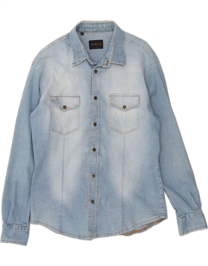 WAMPUM Mens Denim Shirt Large Blue Cotton Vintage Wampum and Second-Hand Wampum from Messina Hembry 