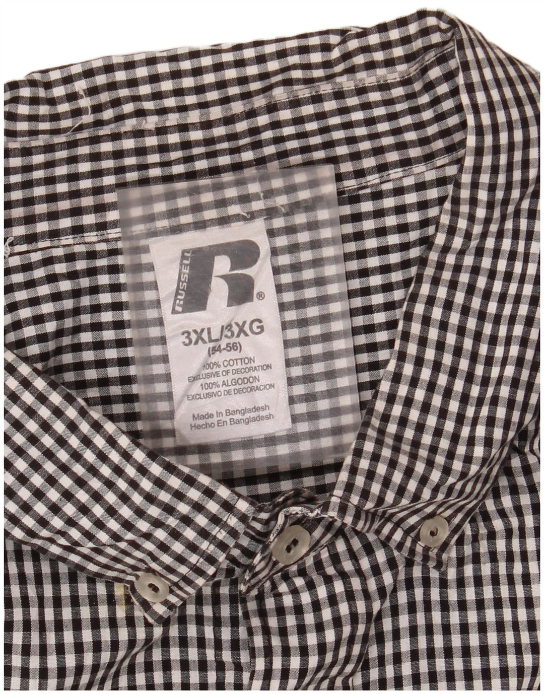 RUSSELL ATHLETIC Ανδρικό πουκάμισο Arkansa Razorbacks 3XL Μαύρο βαμβακερό Gingham