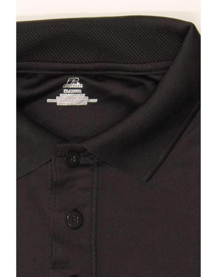 RUSSELL ATHLETIC Mens Polo Shirt XL Black Polyester Vintage Russell Athletic and Second-Hand Russell Athletic from Messina Hembry 