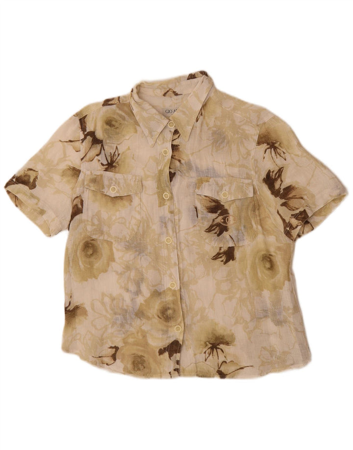 Gio Anna Γυναικείο πουκάμισο See Through κοντομάνικο IT 44 Medium Beige Floral
