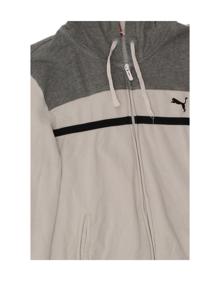 PUMA Mens Zip Hoodie Sweater Small Grey Colourblock Vintage Puma and Second-Hand Puma from Messina Hembry 