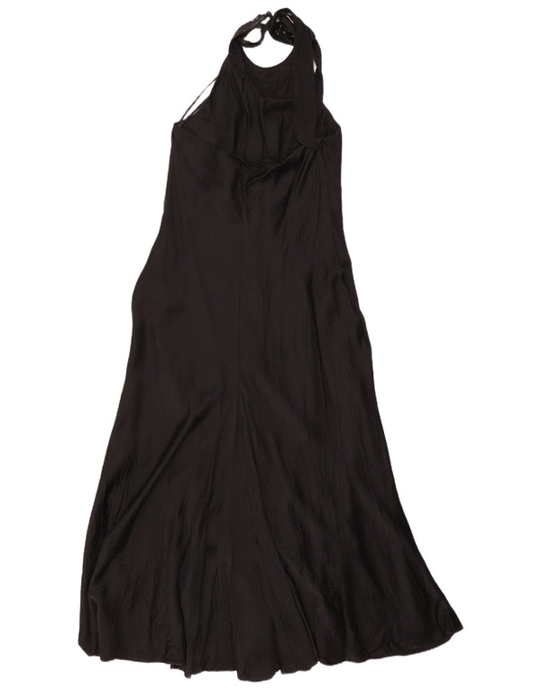 Monsoon Γυναικείο Maxi Halter Φόρεμα UK 16 Large Black Silk