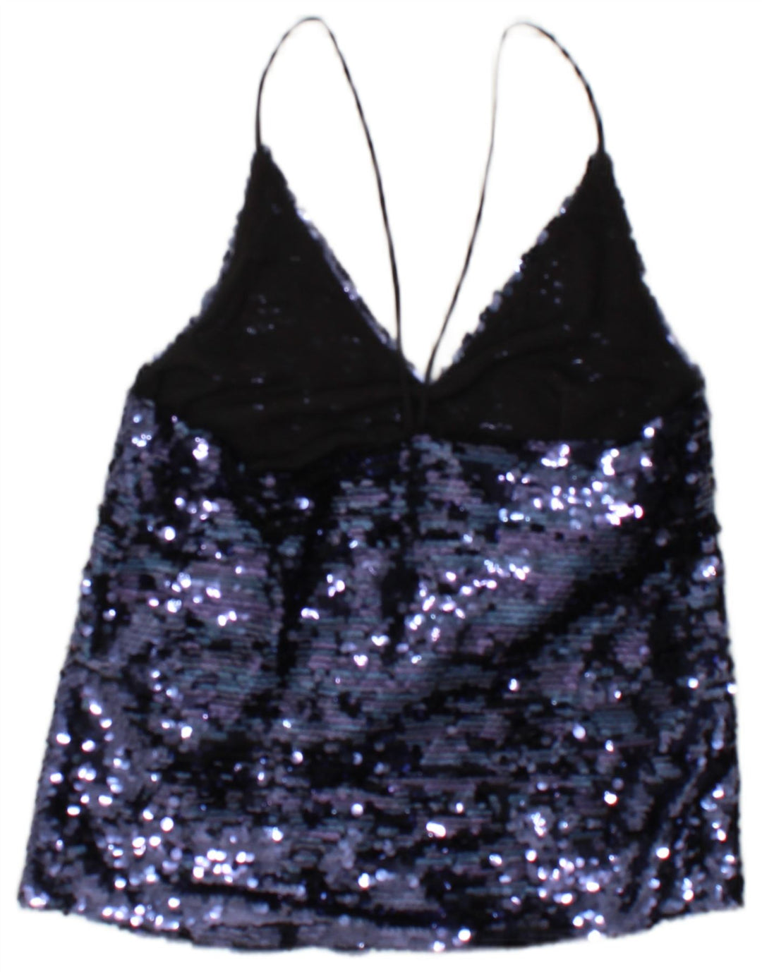 Zara Γυναικεία παγιέτα Cami Top UK 10 Small Blue Polyester