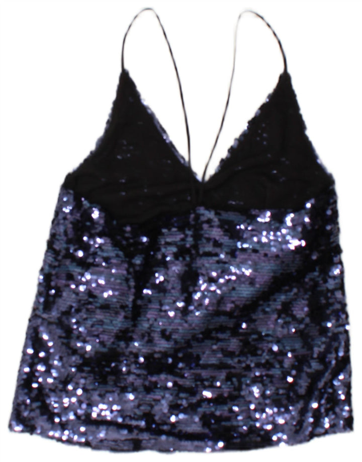 Zara Γυναικεία παγιέτα Cami Top UK 10 Small Blue Polyester