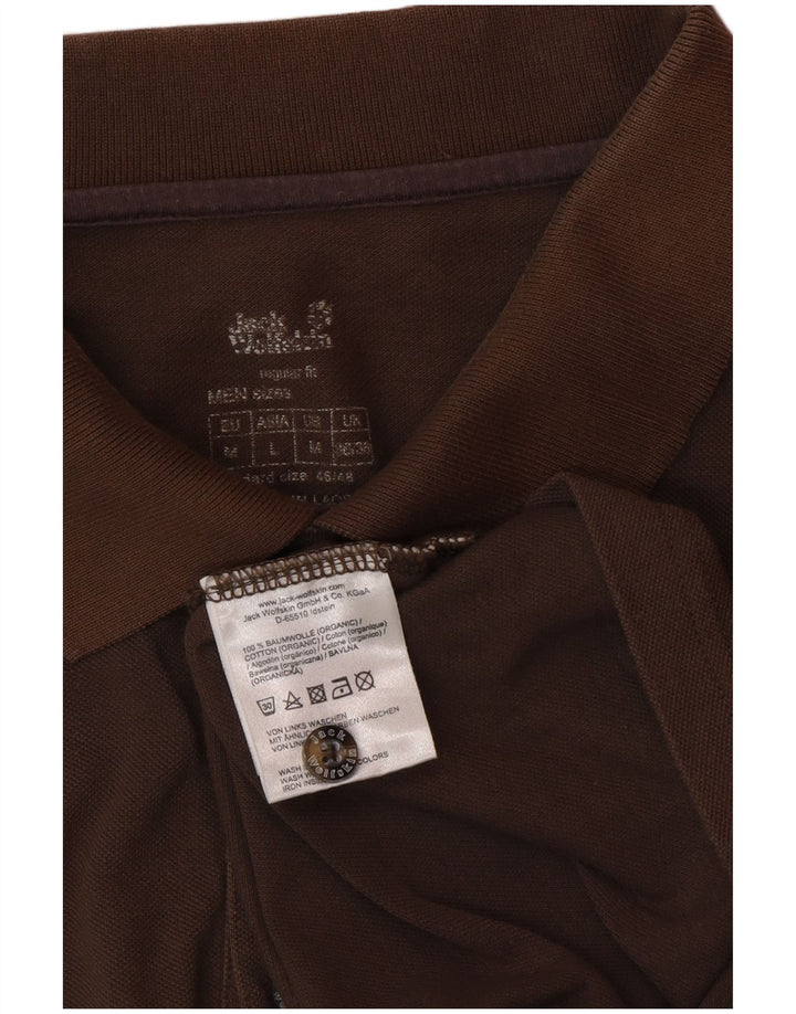 Ανδρικό μπλουζάκι πόλο JACK WOLFSKIN UK 36/38 Μεσαίο καφέ βαμβακερό