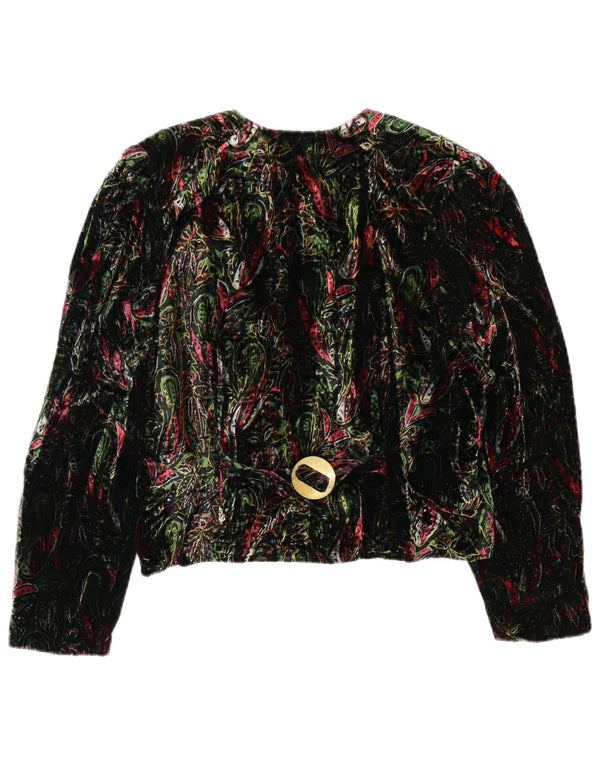 Vintage γυναικείο σακάκι blazer 4 κουμπιών UK 12 Medium Green Floral Retro