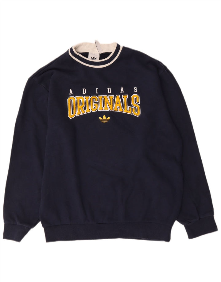 Ανδρικό γραφικό φούτερ Adidas Jumper Medium Navy Blue βαμβακερό
