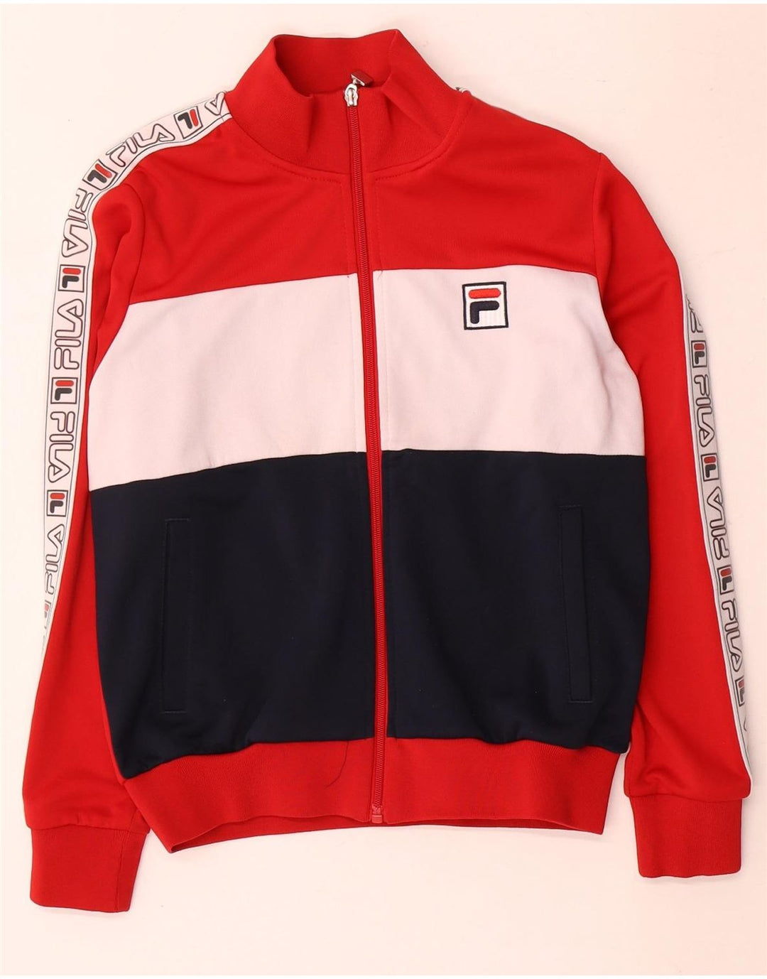 Γυναικεία φόρμα γραφικών Fila Top Jacket UK 14 Medium Red Colourblock