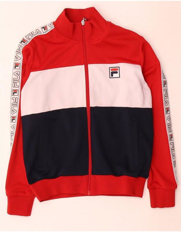 Γυναικεία φόρμα γραφικών Fila Top Jacket UK 14 Medium Red Colourblock