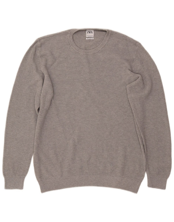 Ανδρικό πουλόβερ ZARA Crew Neck Jumper XL Γκρι βαμβακερό
