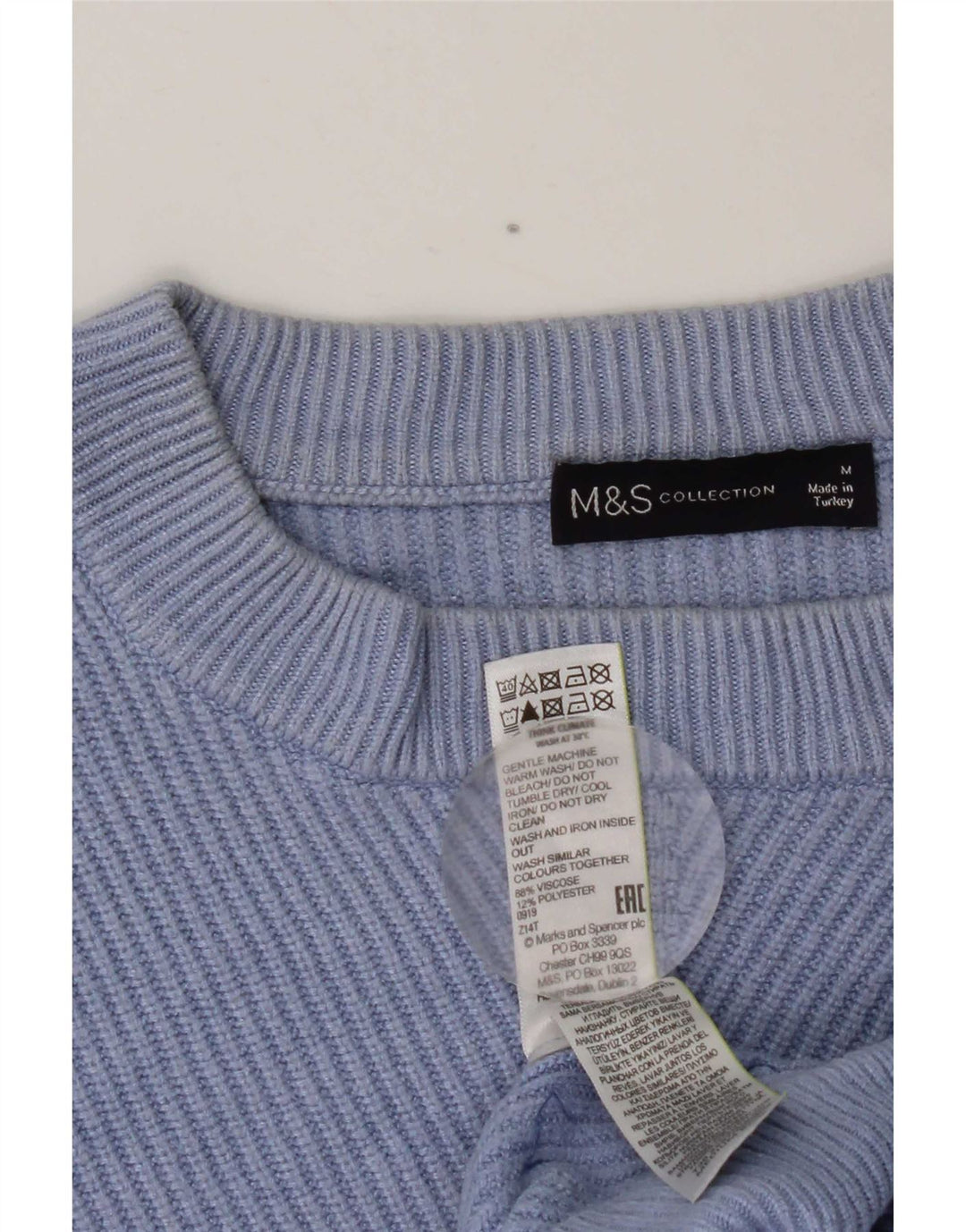 MARKS & SPENCER Γυναικείο πουλόβερ Crop Crew Neck Jumper UK 14 Medium Blue