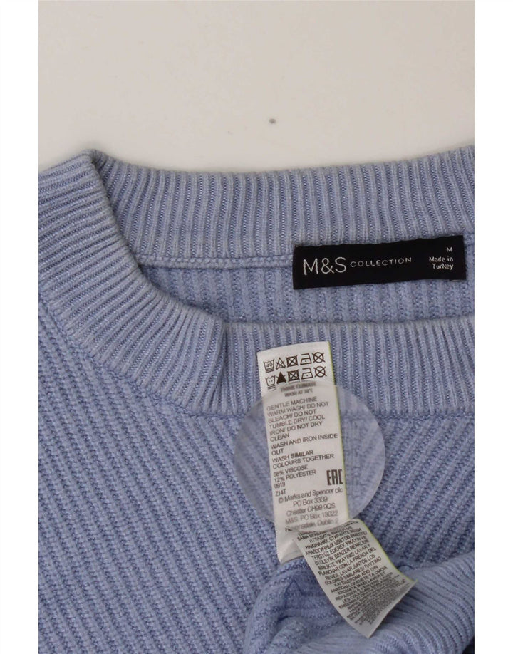 MARKS & SPENCER Γυναικείο πουλόβερ Crop Crew Neck Jumper UK 14 Medium Blue