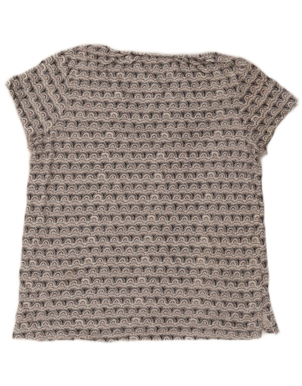 FAT FACE Γυναικείο υπερμεγέθη γραφικό μπλουζάκι Top 10 UK Small Grey Geometric