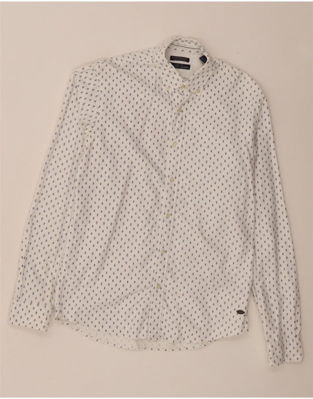 Ανδρικό πουκάμισο Scotch & Soda Classic Fit Βαμβακερό μεσαίο λευκό με στίγματα