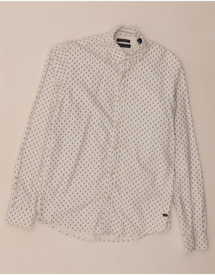 Ανδρικό πουκάμισο Scotch & Soda Classic Fit Βαμβακερό μεσαίο λευκό με στίγματα