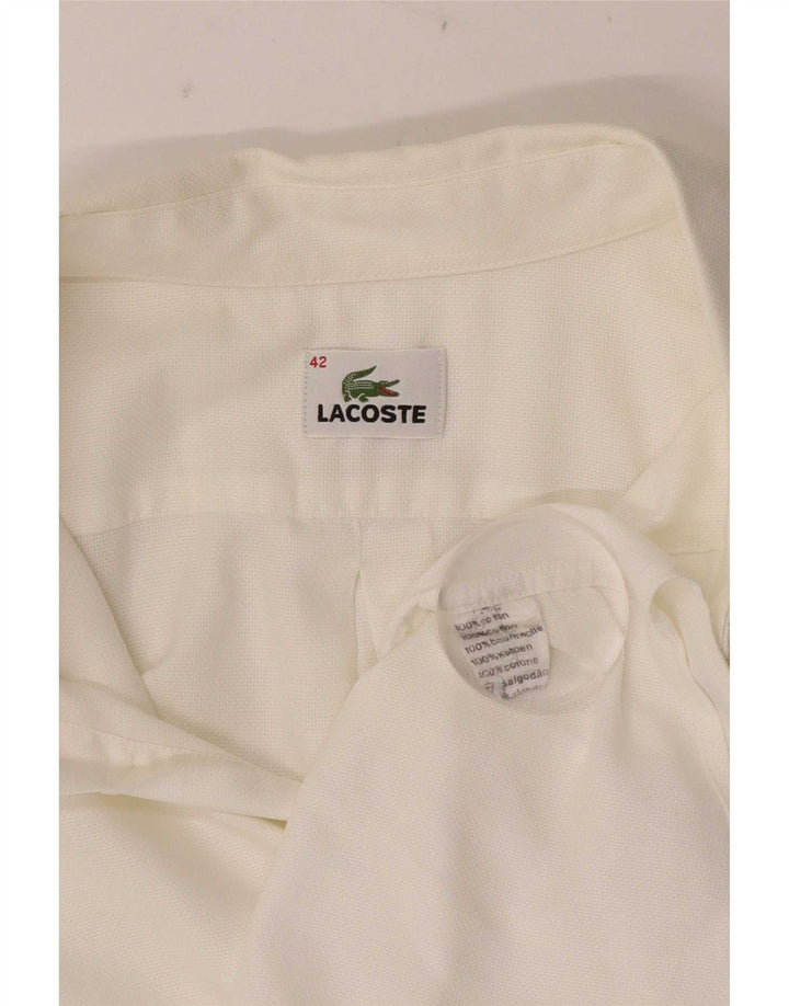 Ανδρικό κοντομάνικο πουκάμισο Lacoste Μέγεθος 42 Μεγάλο λευκό βαμβακερό