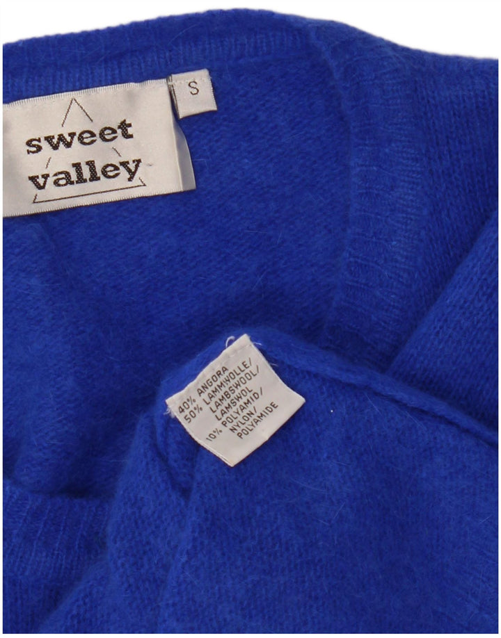 Γυναικείο πουλόβερ με ζακέτα VINTAGE UK 10 Small Blue Wool