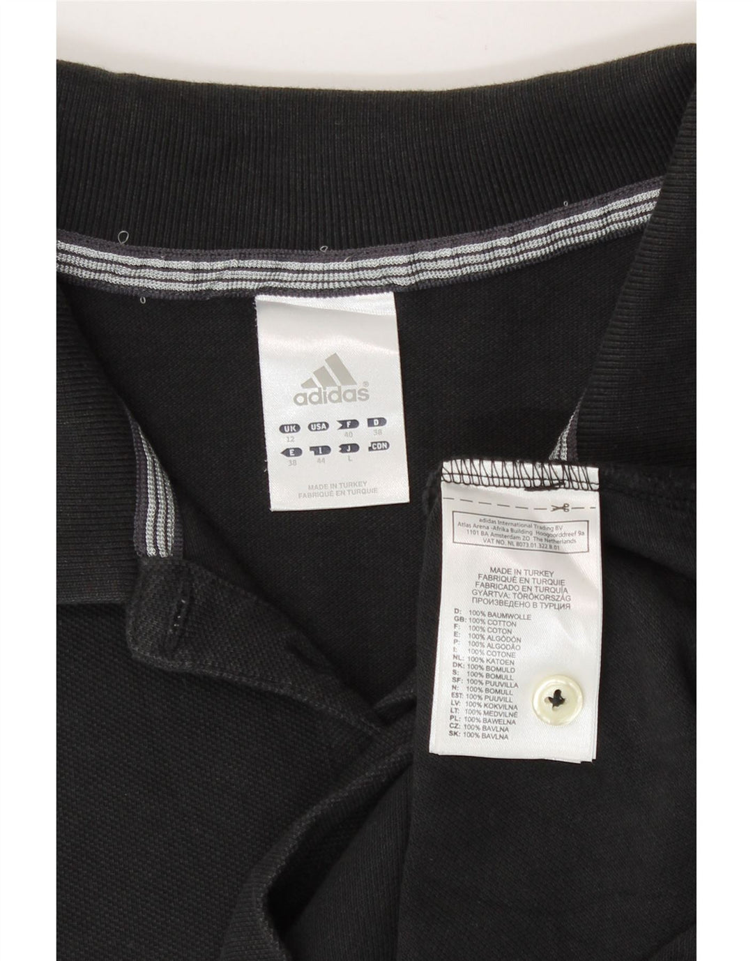 Adidas Γυναικείο Πόλο Μπλουζάκι UK 12 μεσαίο μαύρο βαμβακερό