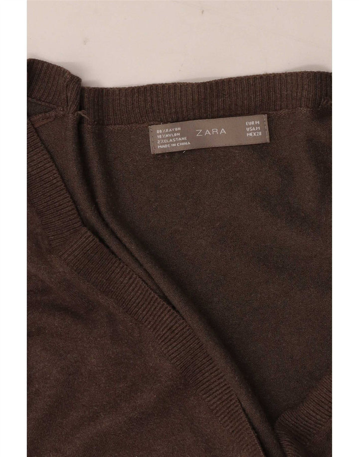 Zara Γυναικείο πουλόβερ UK 12 Medium Brown Rayon