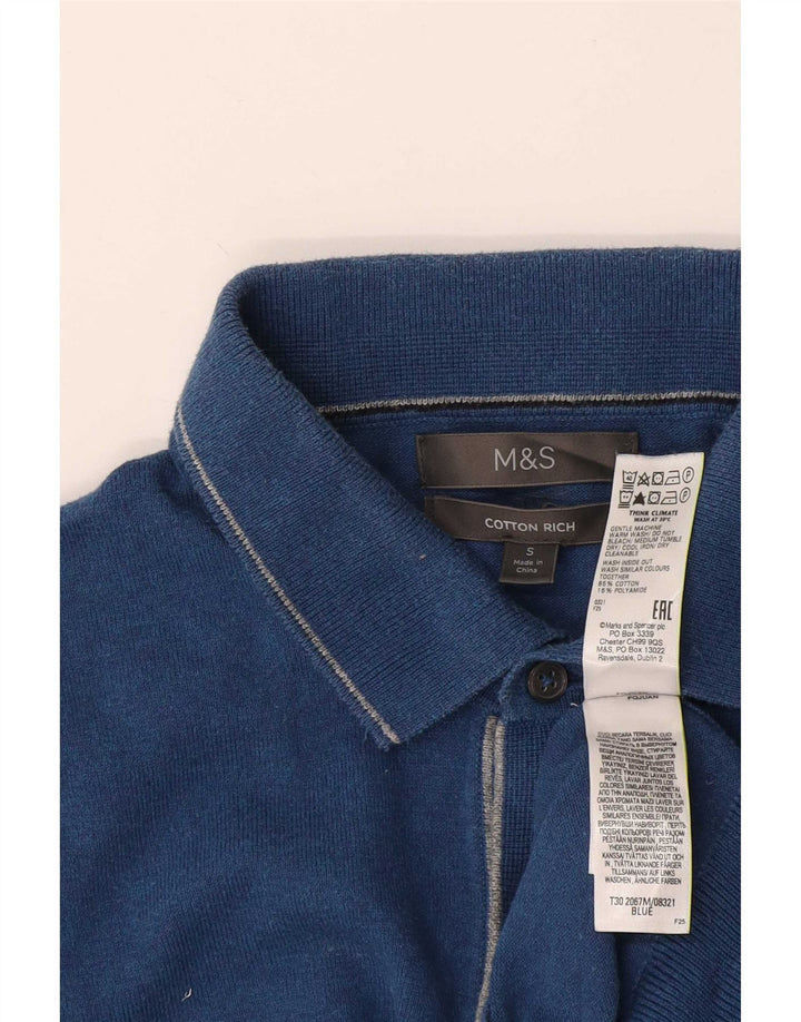Marks & Spencer Ανδρικό πουλόβερ με λαιμό polo, μικρό, βαμβακερό